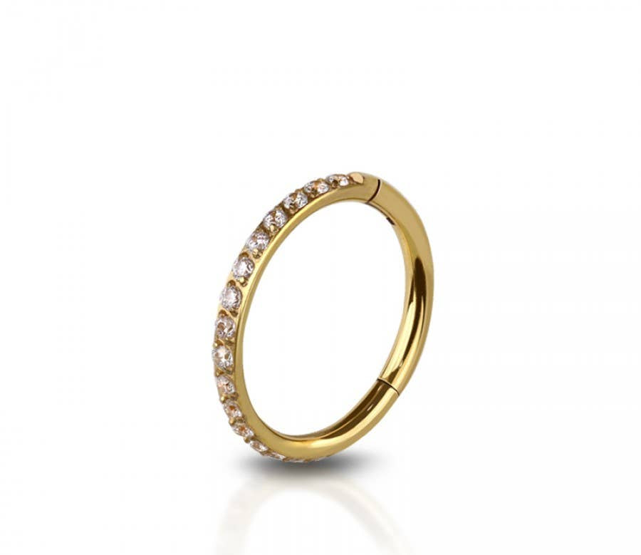 316L SS SIDE CZ HINGED SEGMENT RING FOR SEPTUM,HELIX, TRAGUS