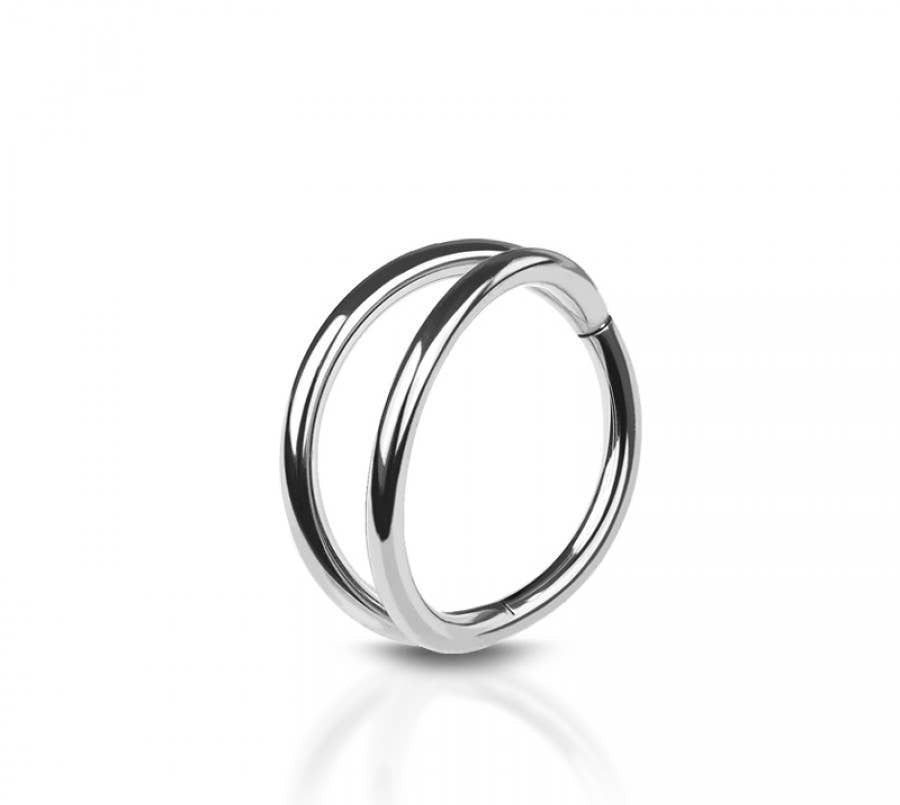 DOUBLE RING 316L SURGICAL STEEL HINGED SEGMENT HOOP RING
