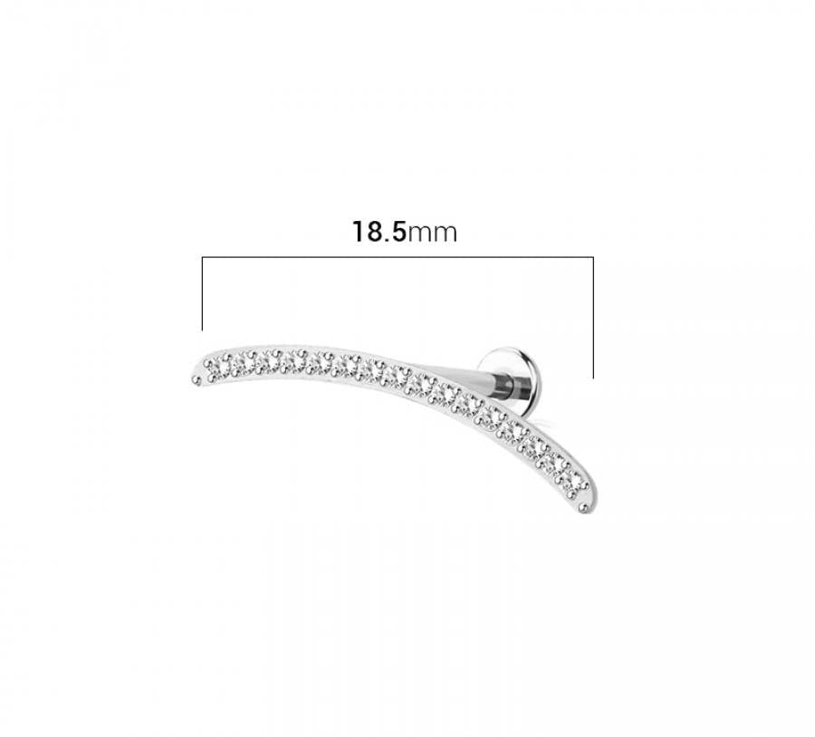 CURVED BAR CZ LINE PUSH IN TOP 316L SURGICAL STEEL LABRET