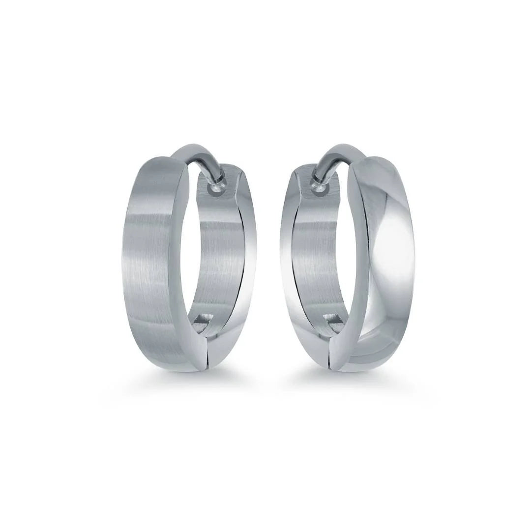 S.STEEL POLISHED 10MM-MINI-HUGGIE EARRINGS