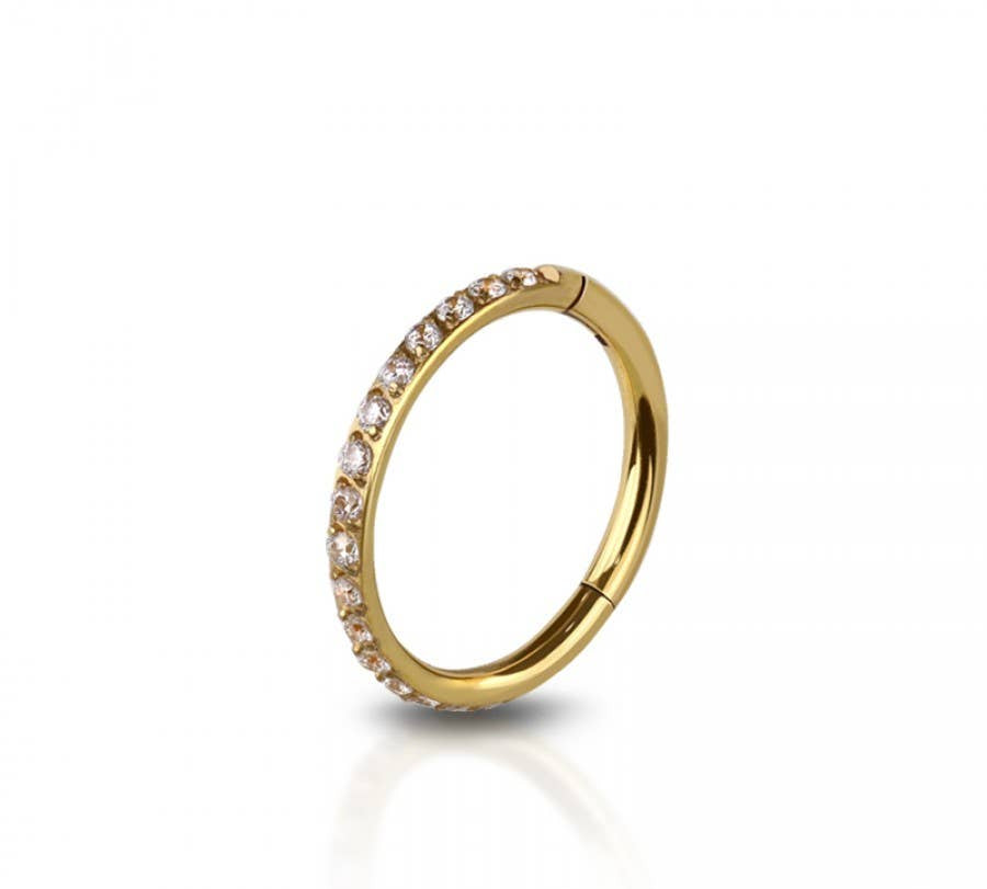 316L SS SIDE CZ HINGED SEGMENT RING FOR SEPTUM,HELIX, TRAGUS