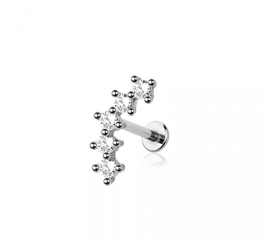 ARCH PRONG CZ THREADLESS (PUSH IN) 316L SURGICAL STEEL