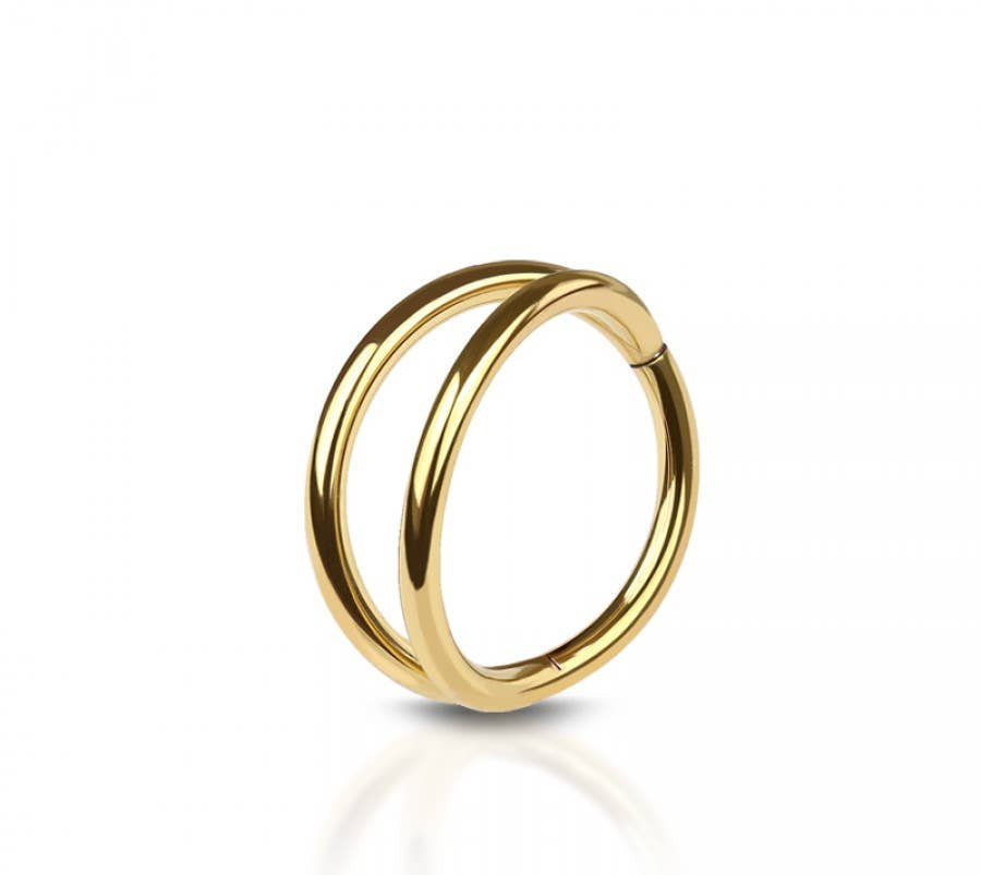 DOUBLE RING 316L SURGICAL STEEL HINGED SEGMENT HOOP RING