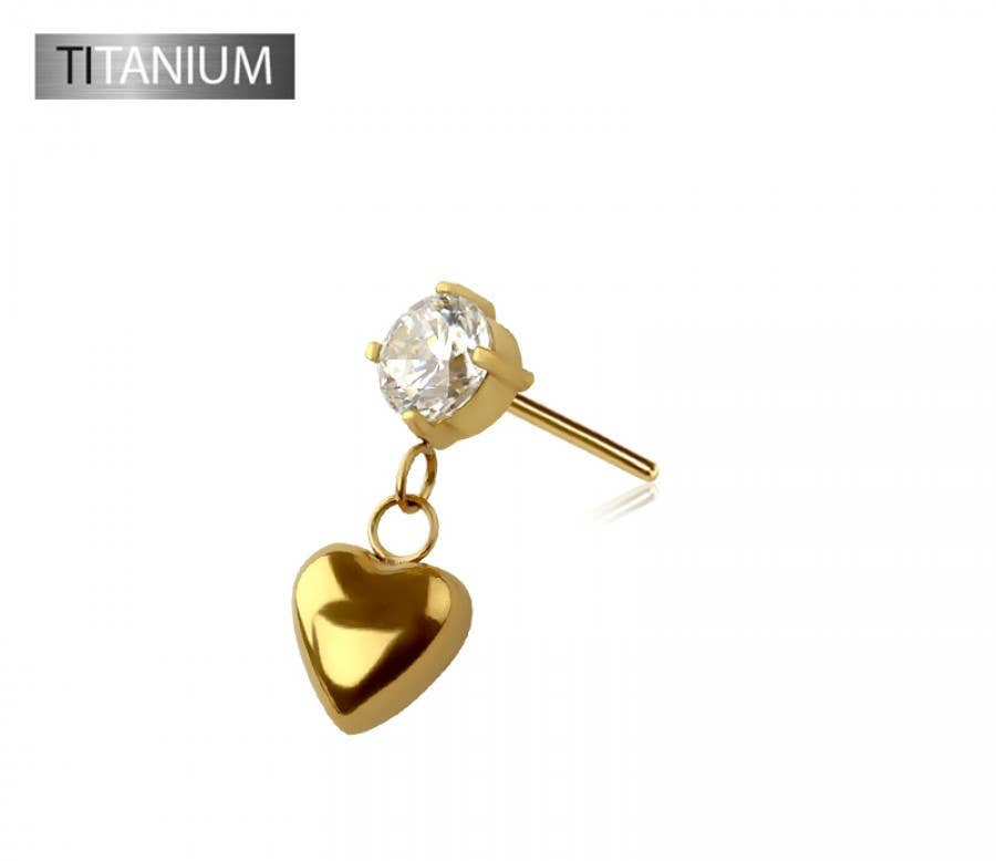 IMPLANT GRADE TITANIUM THREADLESS PUSH IN ROUND CZ HEART