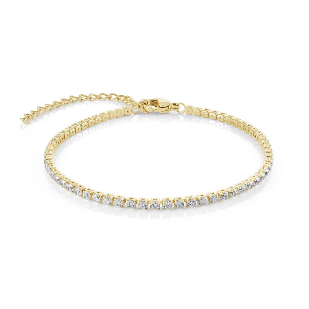 S.STEEL 2MM-WHITE-CZ 7+1"-TENNIS BRACELET