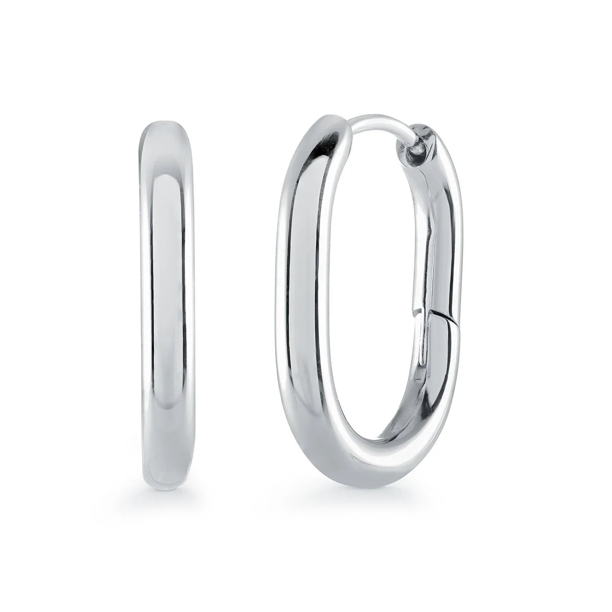S.STEEL 12MM-OVAL HOOP-EARRINGS