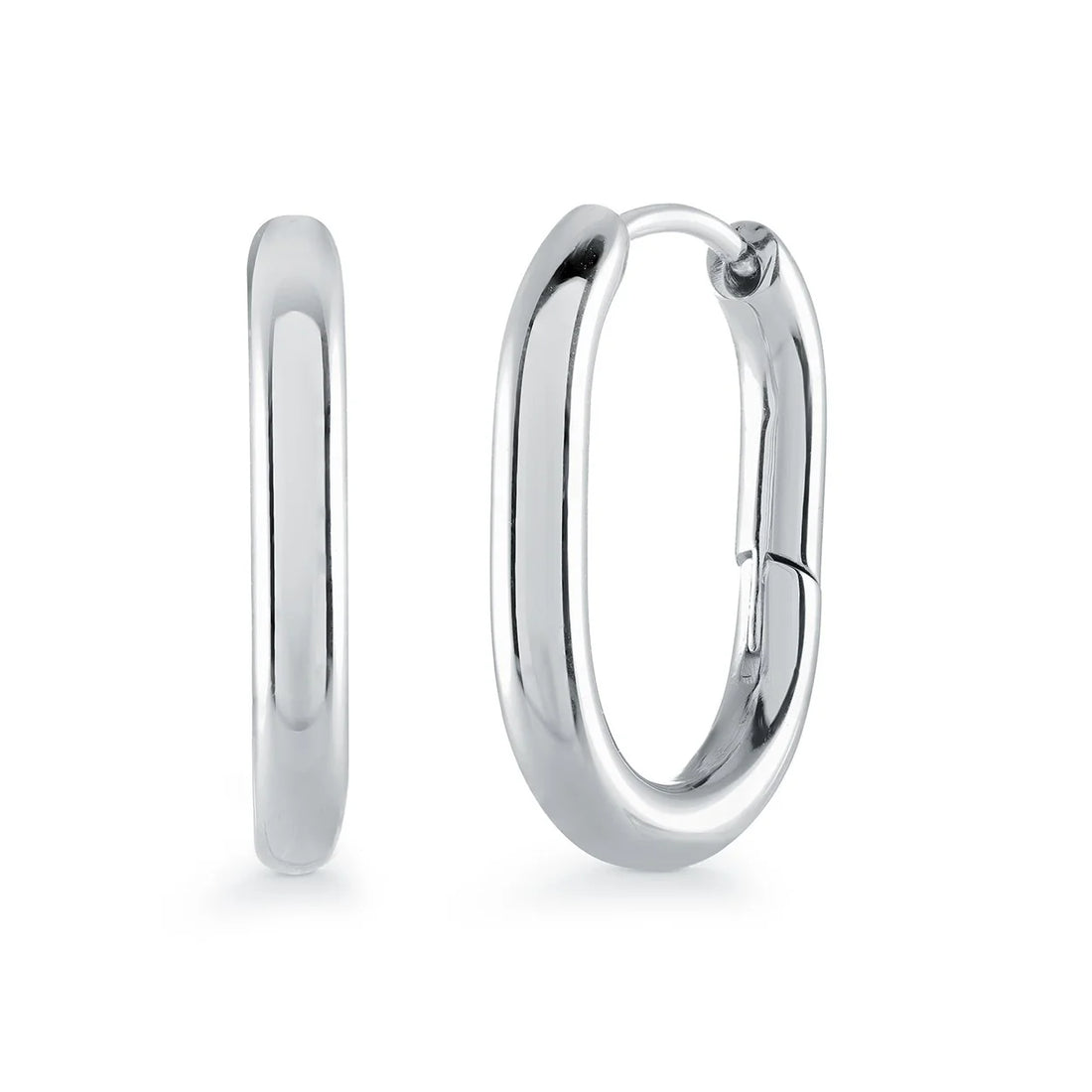 S.STEEL 12MM-OVAL HOOP-EARRINGS