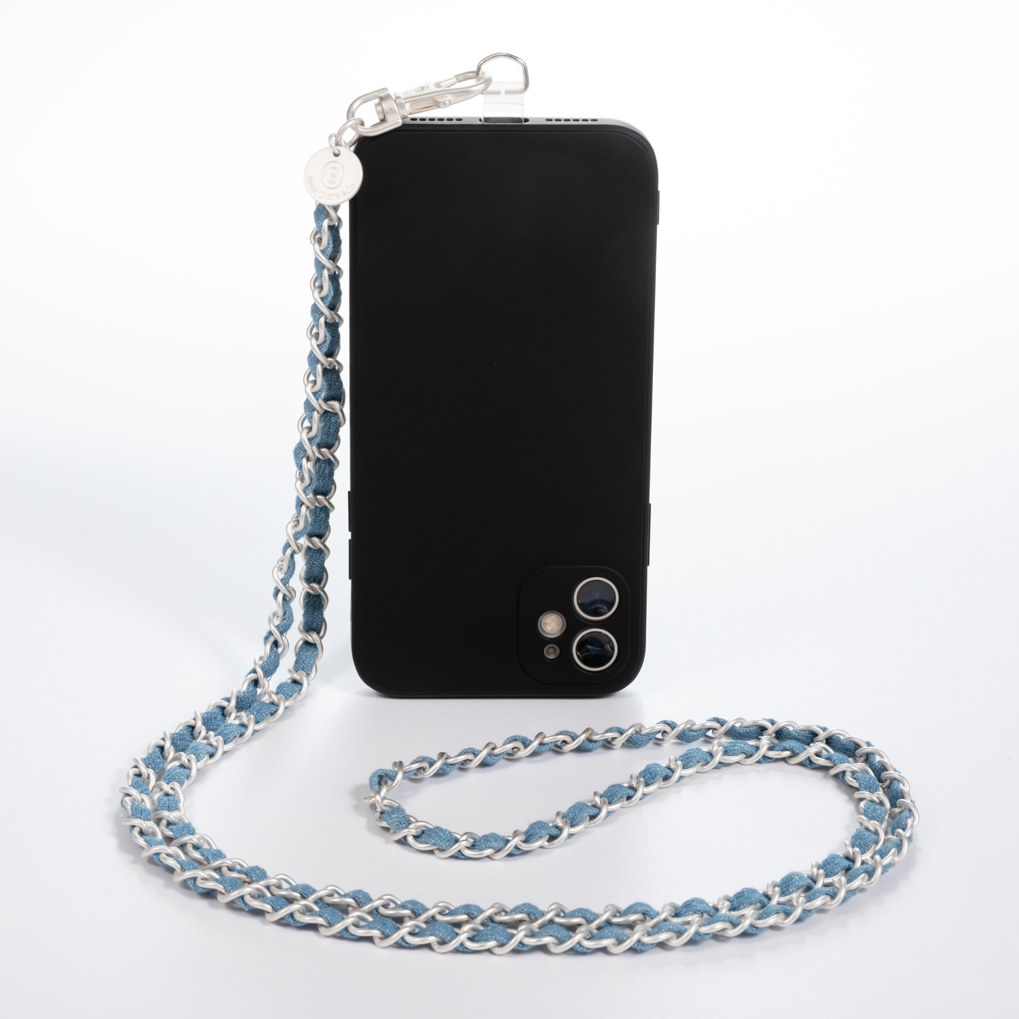 Denim Dream x Matte Silver Crossbody Phone Chain