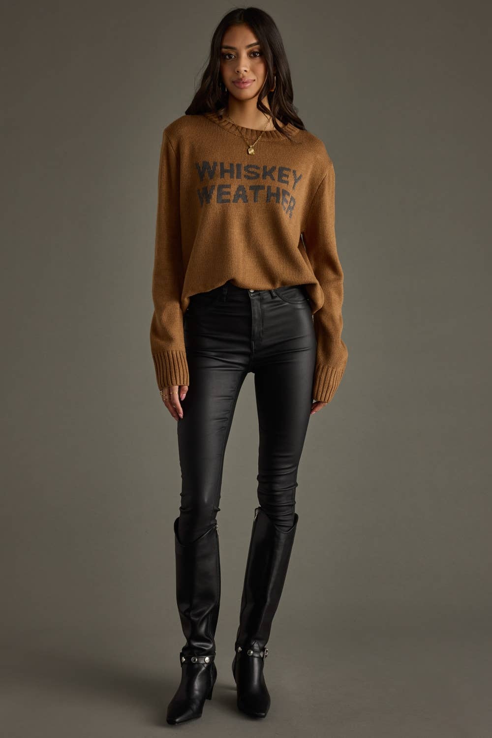Brown & Gray Whiskey Weather Sweater