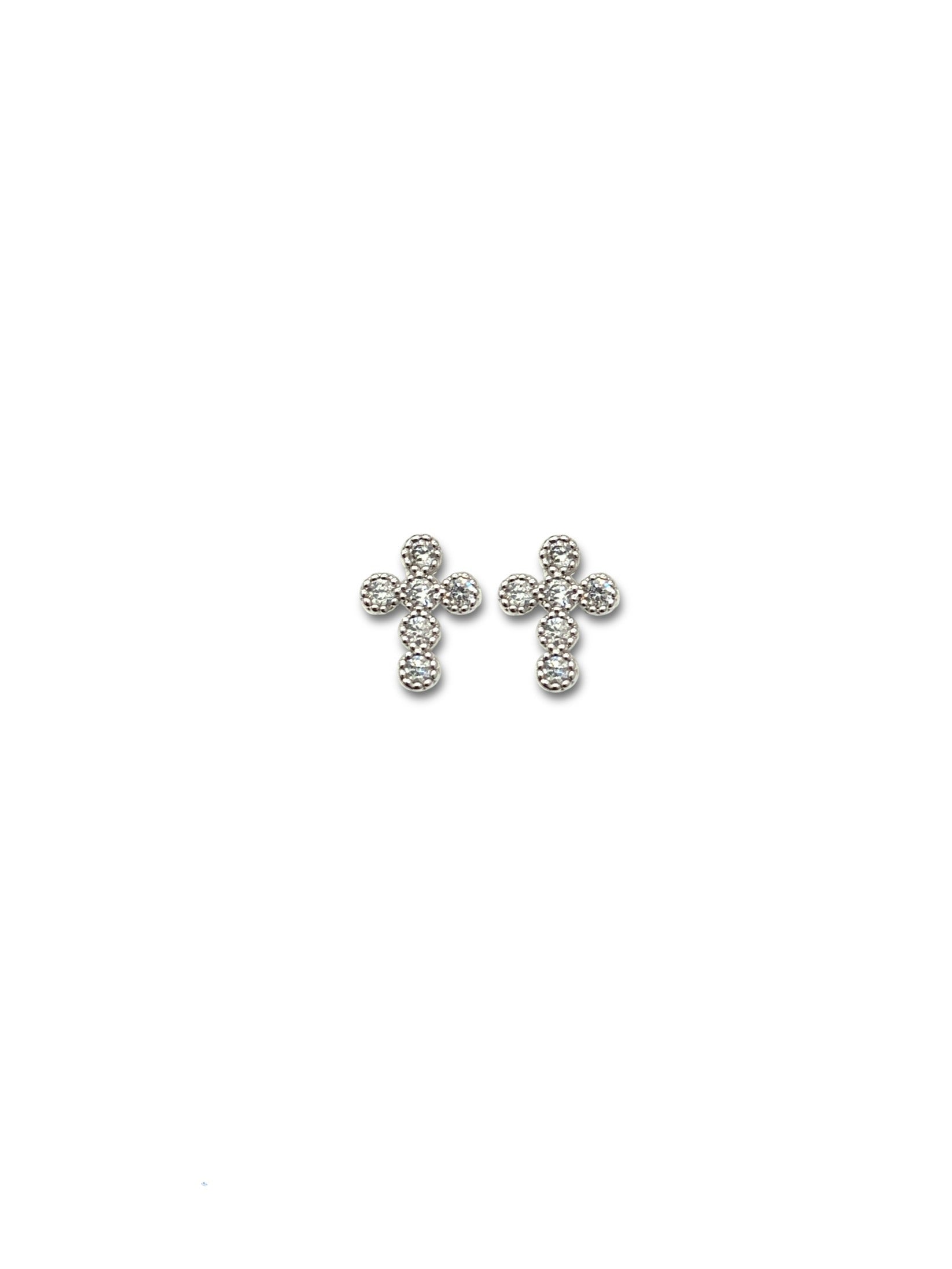 Antique hand set petite cross studs Earring