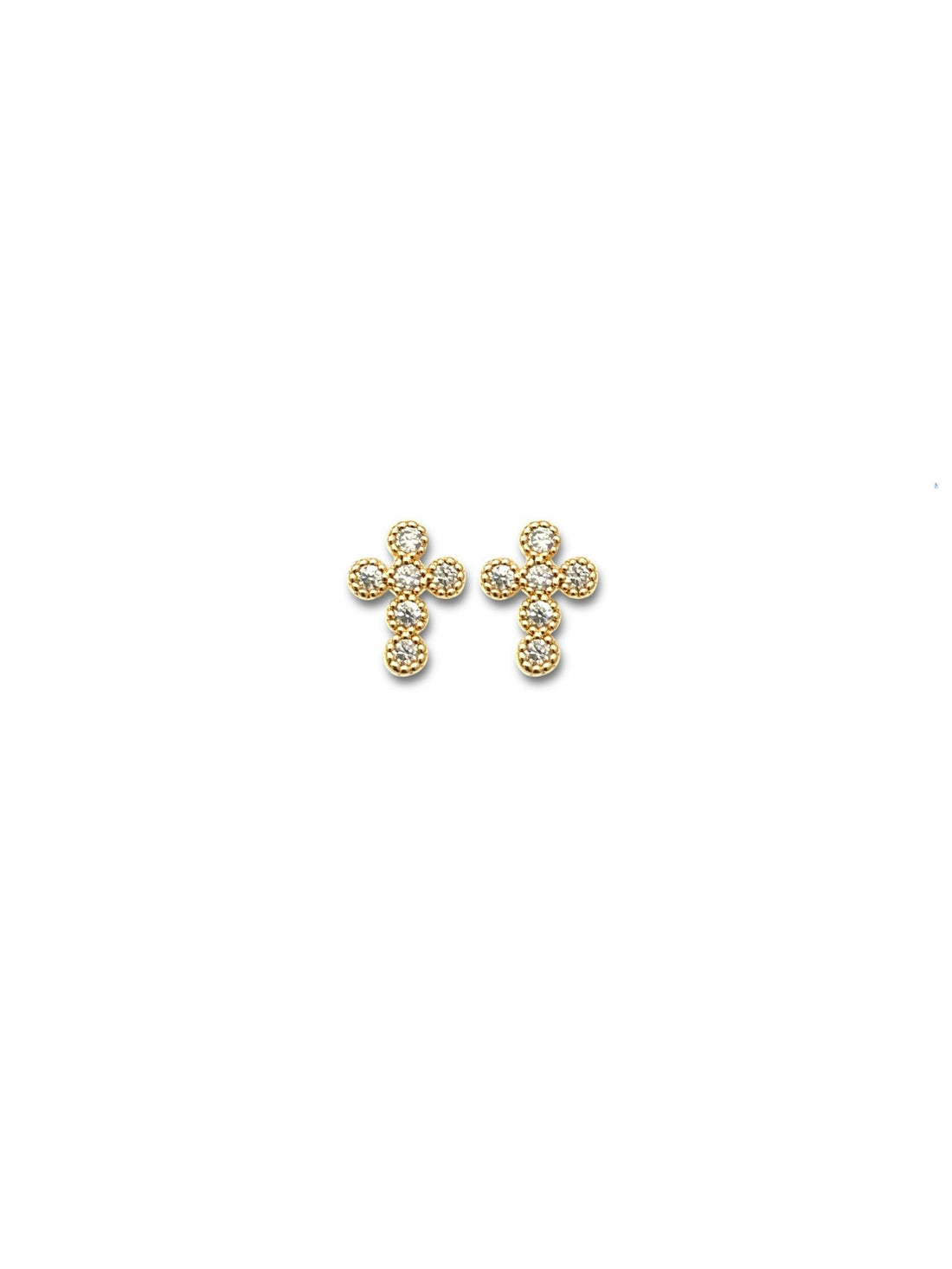Antique hand set petite cross studs Earring