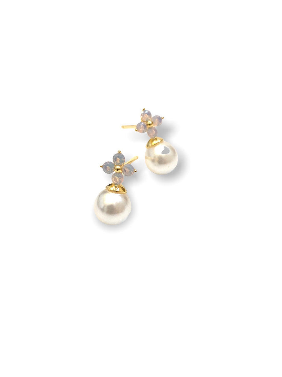 Bri pearl Stud E, G, Pink Opal