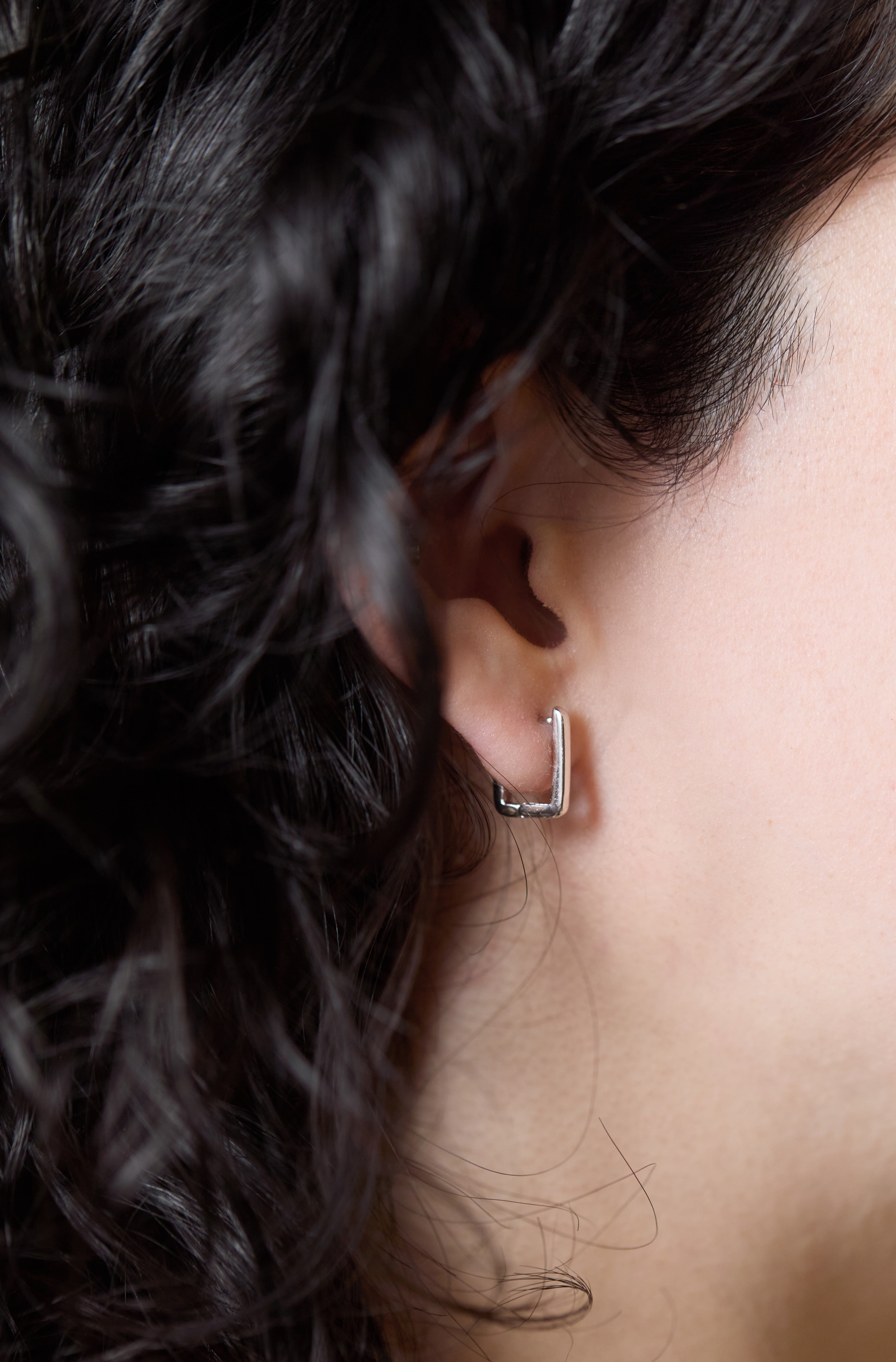 Zoey rounded rectangular huggie earring