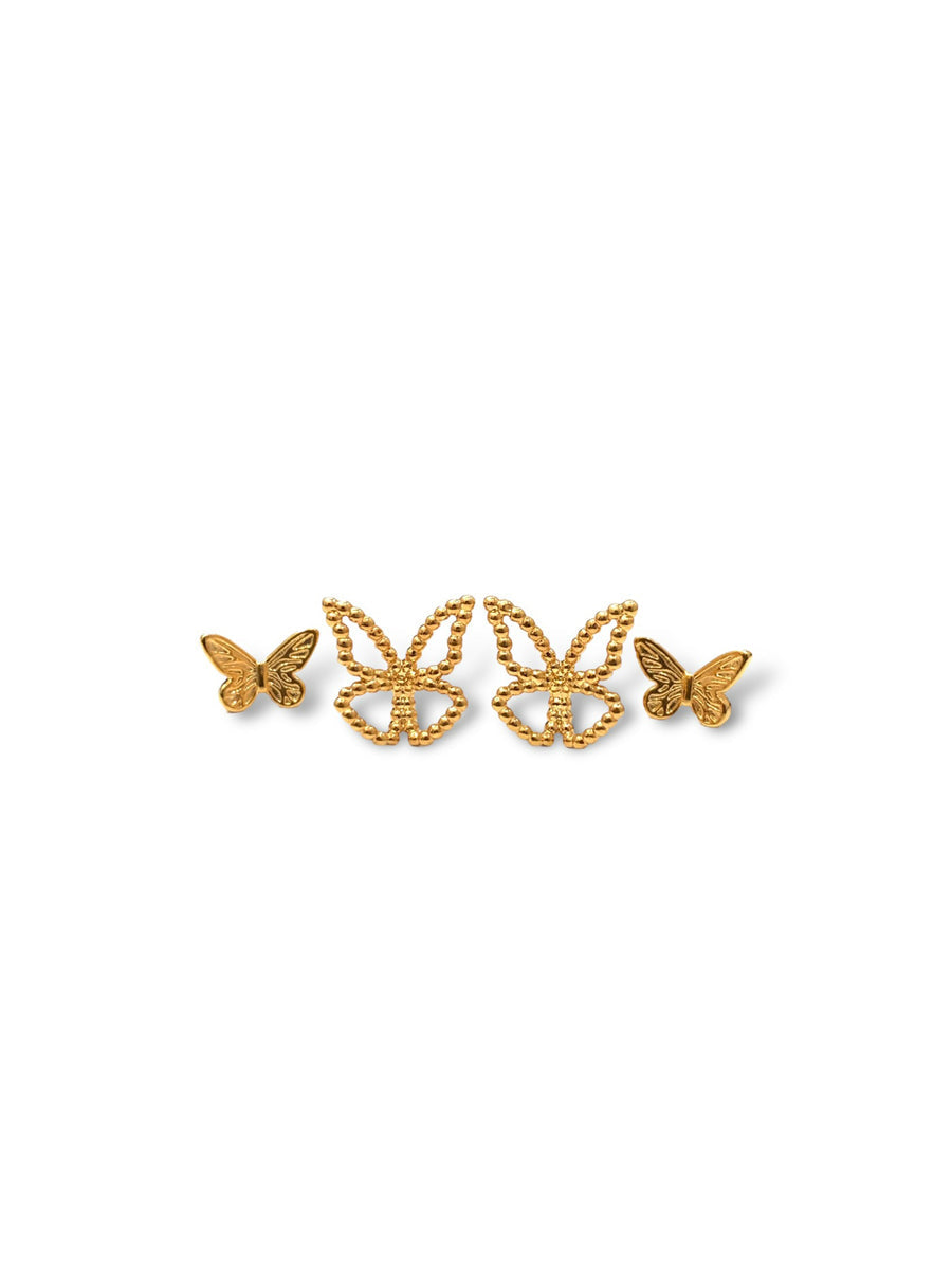 Sofia double butterfly stud set earring
